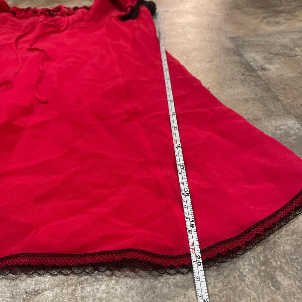 victoria’s secret vintage y2k red and black lace milkmaid mesh slip dress large - Picture 5 of 6